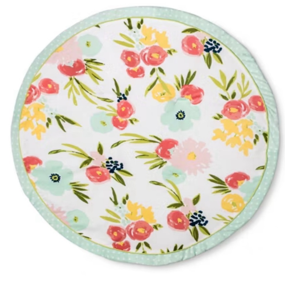 Cloud Island, Round Activity Playmat Floral - Pink/Light Green